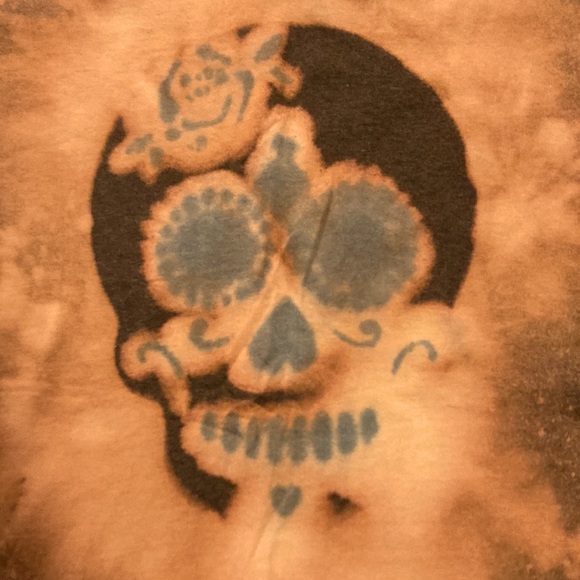 Fruit of the Loom Skull Graphic Tee Brown Small Splash Design Excellent - Picture 3 of 5